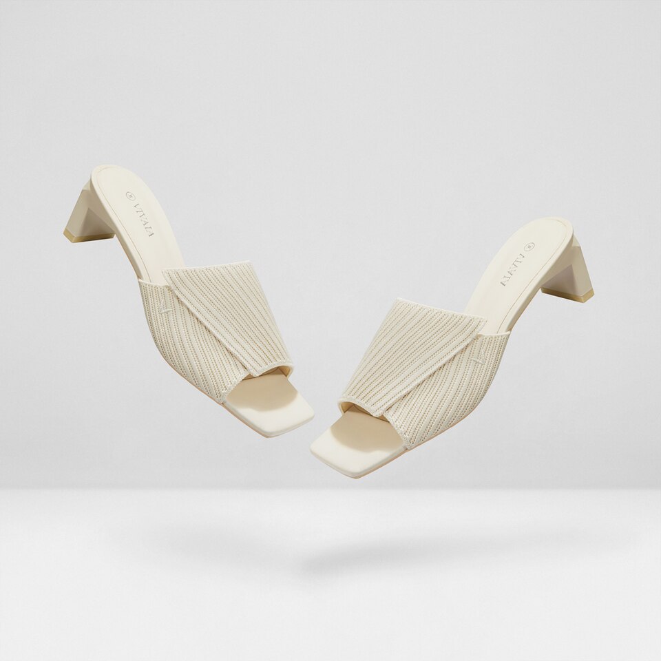Jade Square-toe Heeled Sandals in Cream Ivory | Women's Sustainable and Stylish Shoes | VIVAIA