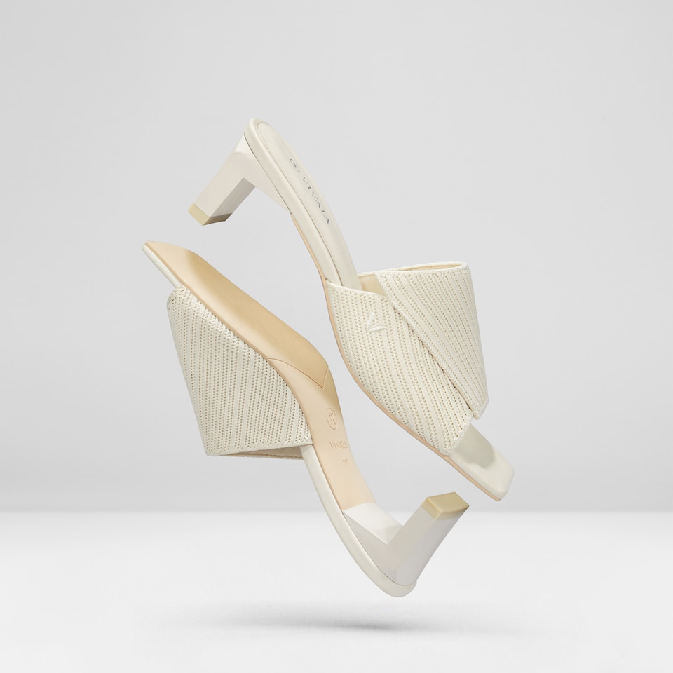 Jade Square-toe Heeled Sandals in Cream Ivory | Women's Sustainable and Stylish Shoes | VIVAIA