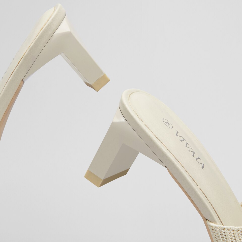 Jade Square-toe Heeled Sandals in Cream Ivory | Women's Sustainable and Stylish Shoes | VIVAIA