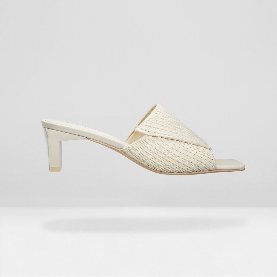 Jade Square-toe Heeled Sandals in Cream Ivory | Women's Sustainable and Stylish Shoes | VIVAIA