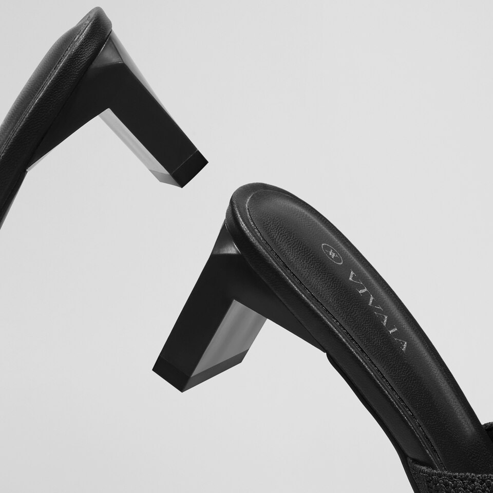 Jade Square-toe Heeled Sandals in Deep Ebony | Women's Sustainable and Stylish Black Shoes | VIVAIA