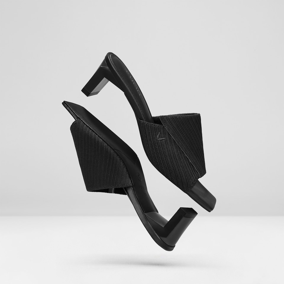 Jade Square-toe Heeled Sandals in Deep Ebony | Women's Sustainable and Stylish Black Shoes | VIVAIA