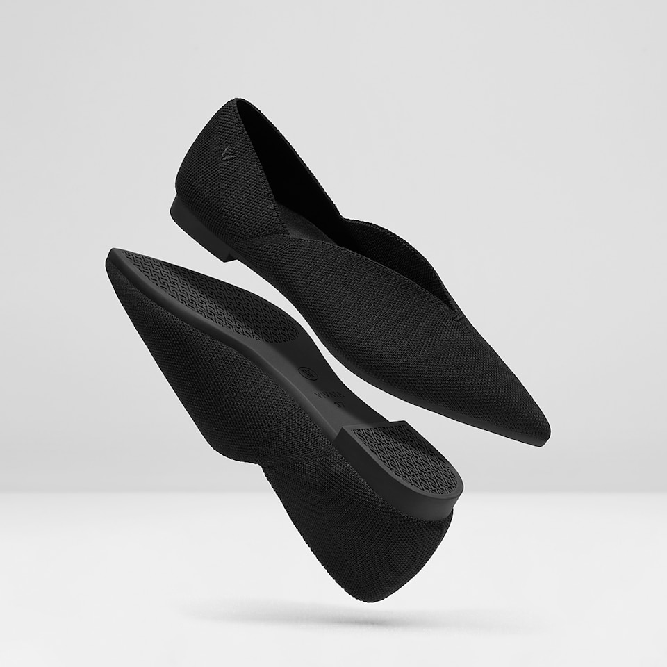 Varun Pointy Flats in Deep Ebony | Women's Sustainable, Washable and Stylish Shoes | VIVAIA