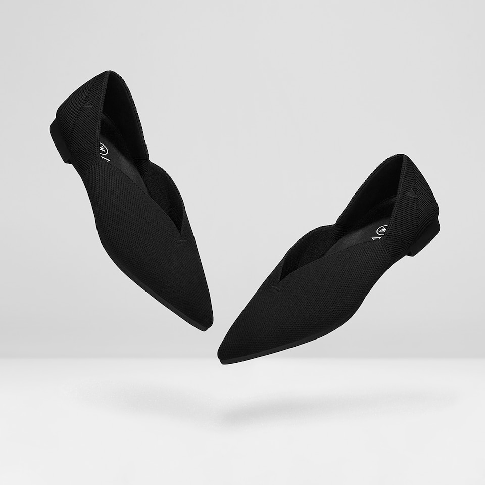 Varun Pointy Flats in Deep Ebony | Women's Sustainable, Washable and Stylish Shoes | VIVAIA
