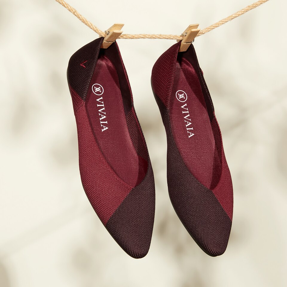 Valencia Pointy Flats in Bordeaux Red | Women's Sustainable, Washable and Stylish Shoes | VIVAIA