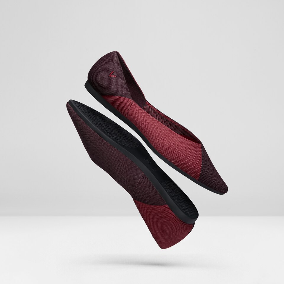 Valencia Pointy Flats in Bordeaux Red | Women's Sustainable, Washable and Stylish Shoes | VIVAIA