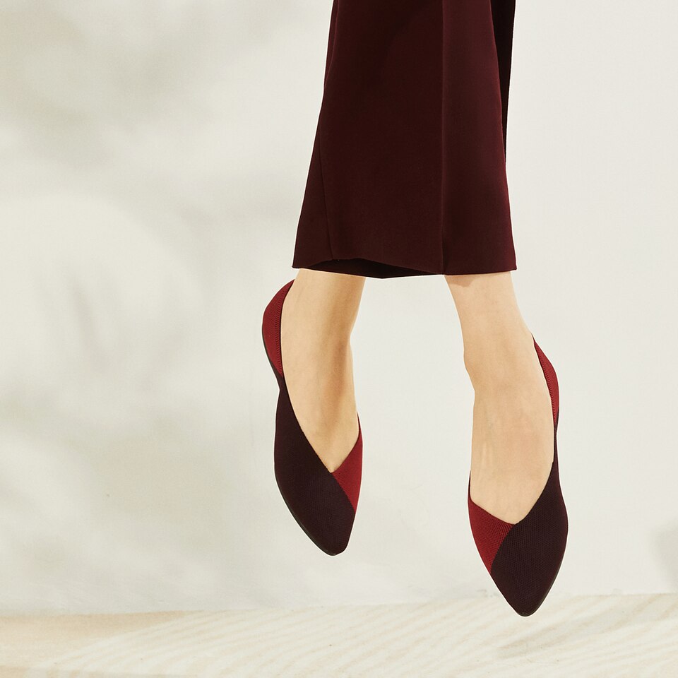 Valencia Pointy Flats in Bordeaux Red | Women's Sustainable, Washable and Stylish Shoes | VIVAIA