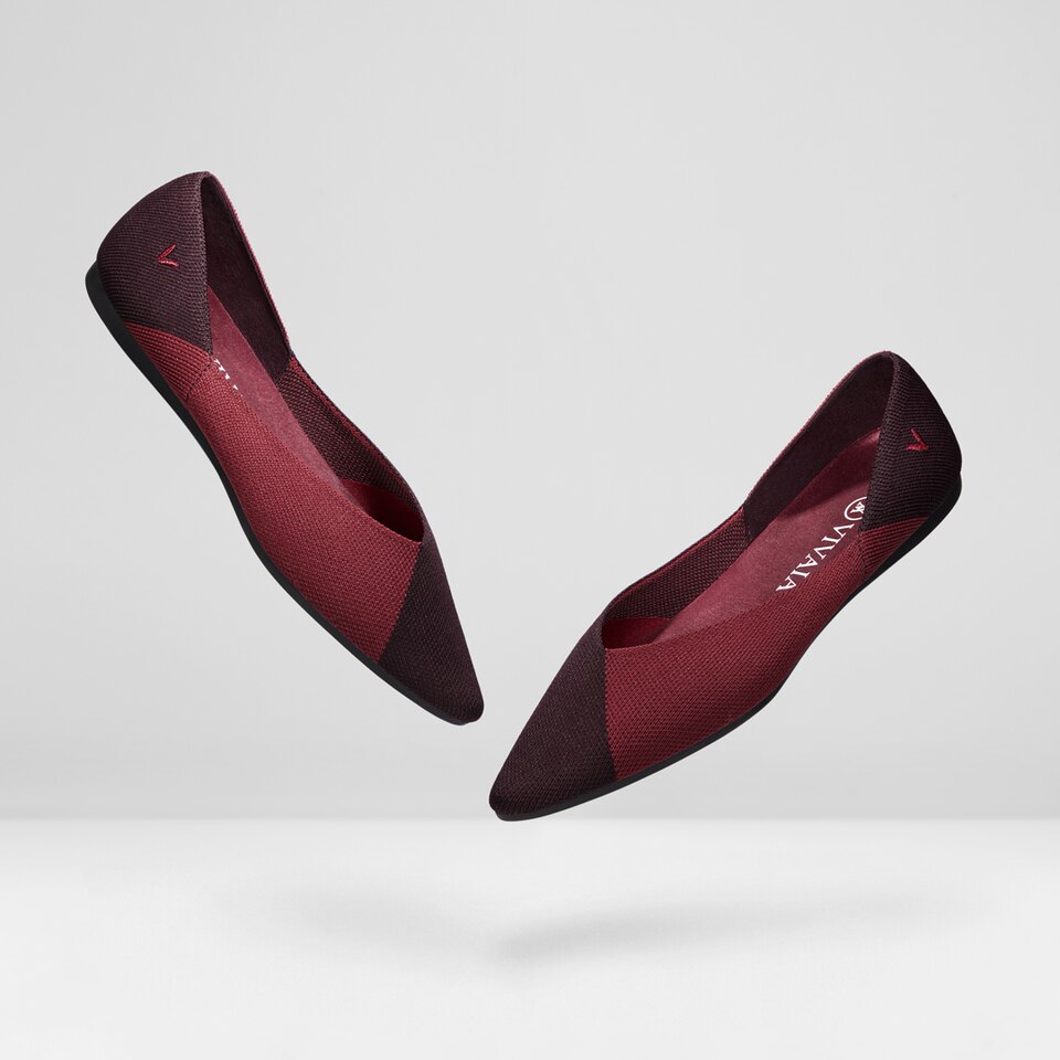 Valencia Pointy Flats in Bordeaux Red | Women's Sustainable, Washable and Stylish Shoes | VIVAIA