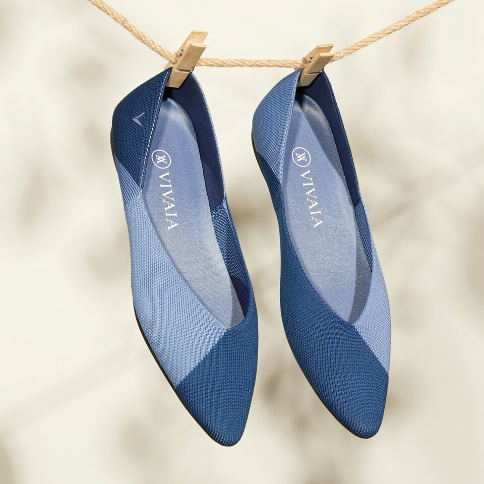 Valencia Pointy Flats in Cornflower Ocean | Women's Sustainable, Washable and Stylish Shoes | VIVAIA