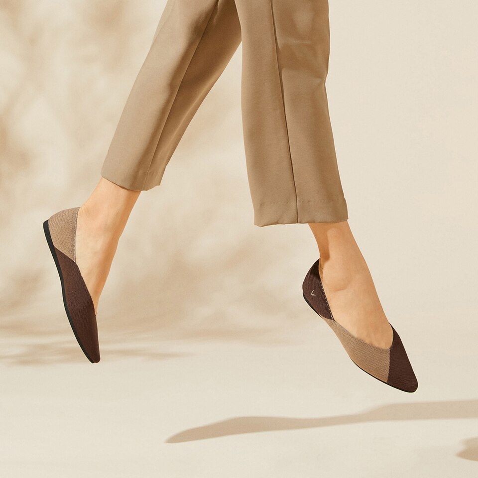 Valencia Pointy Flats in Tan Russet | Women's Sustainable, Washable and Stylish Shoes | VIVAIA