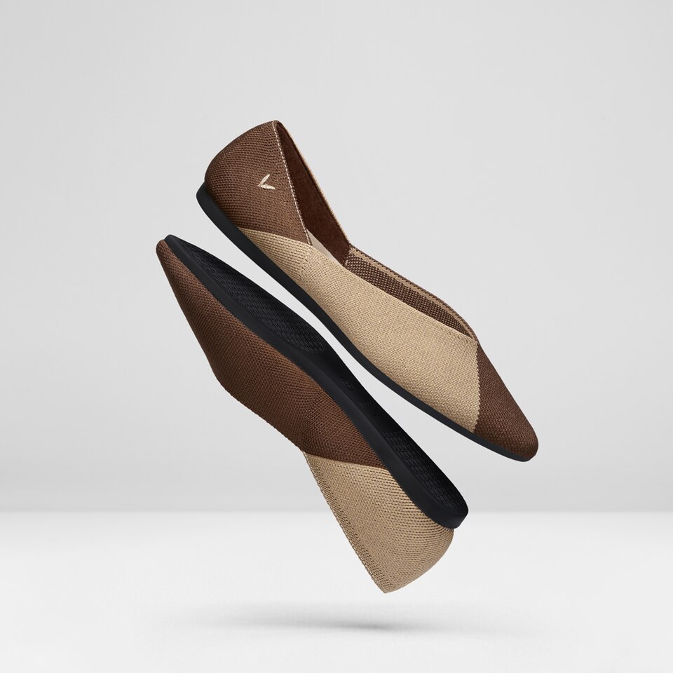 Valencia Pointy Flats in Tan Russet | Women's Sustainable, Washable and Stylish Shoes | VIVAIA