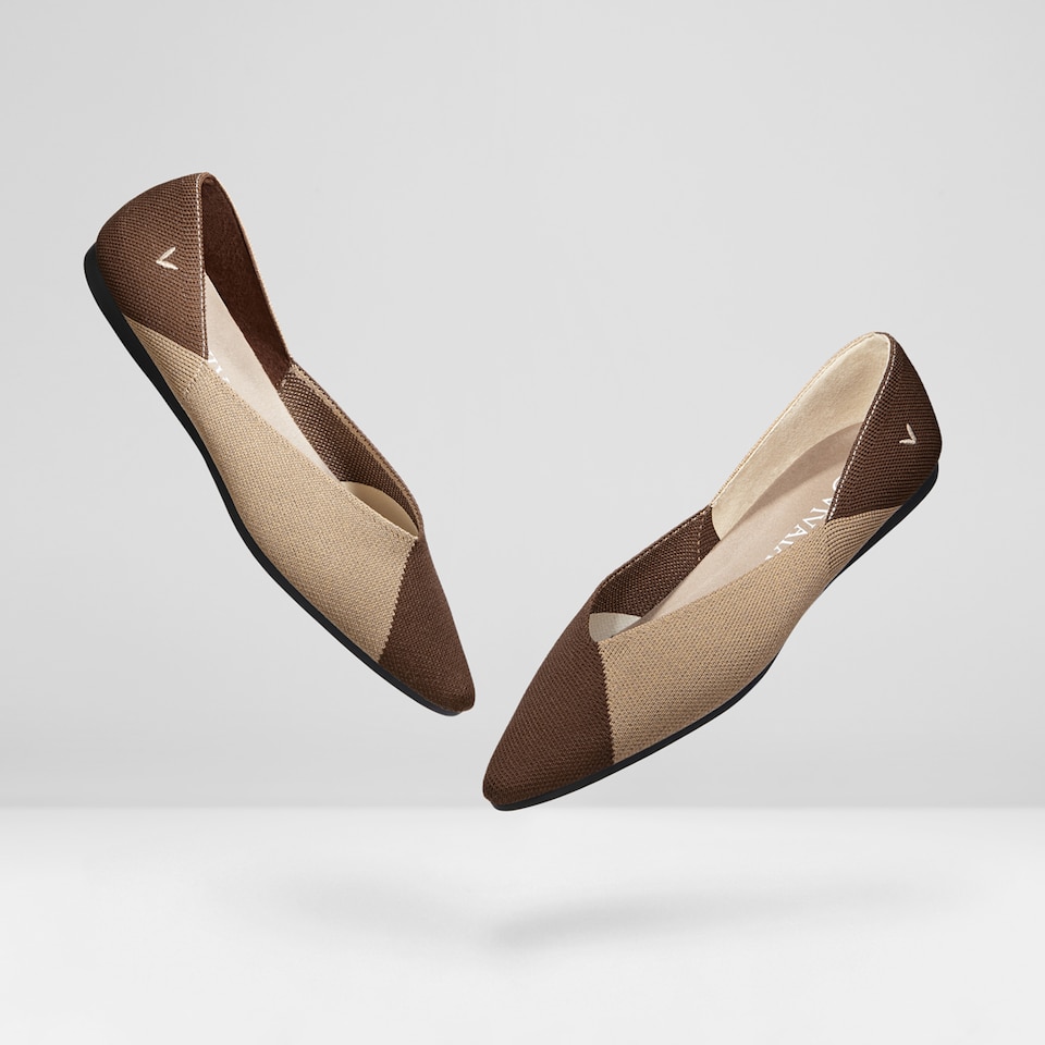 Valencia Pointy Flats in Tan Russet | Women's Sustainable, Washable and Stylish Shoes | VIVAIA