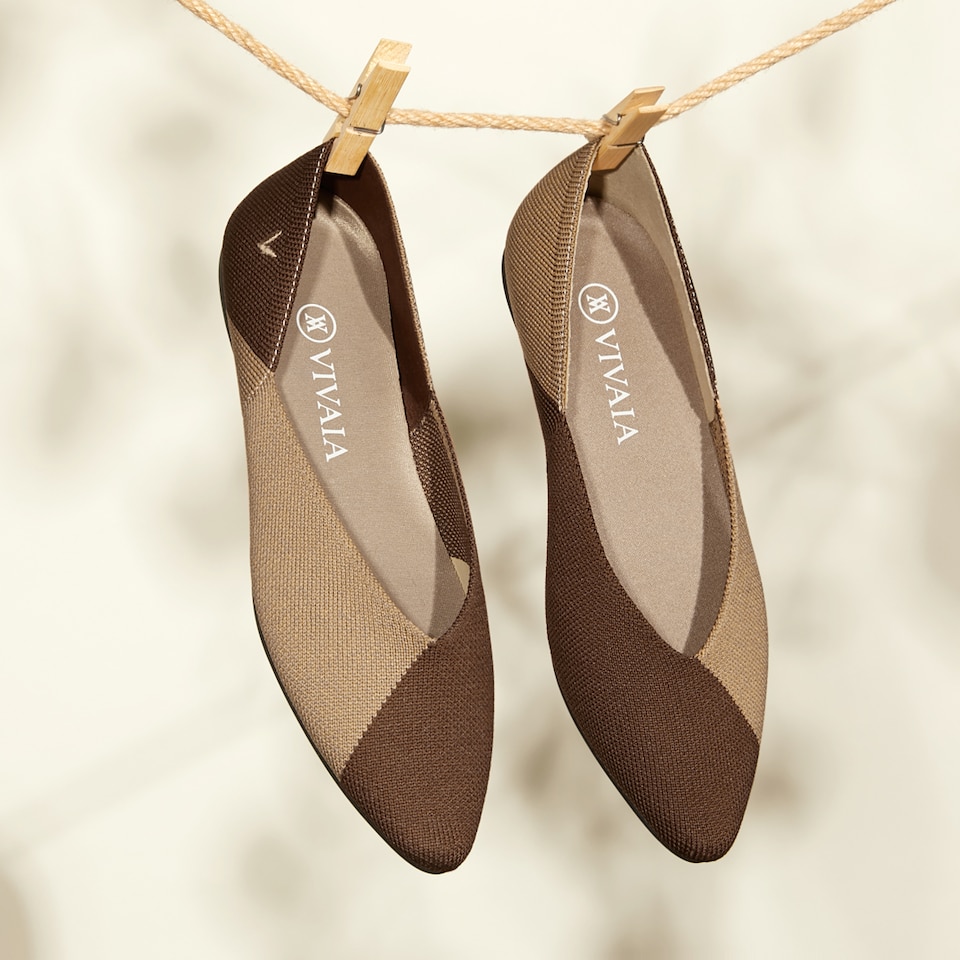 Valencia Pointy Flats in Tan Russet | Women's Sustainable, Washable and Stylish Shoes | VIVAIA