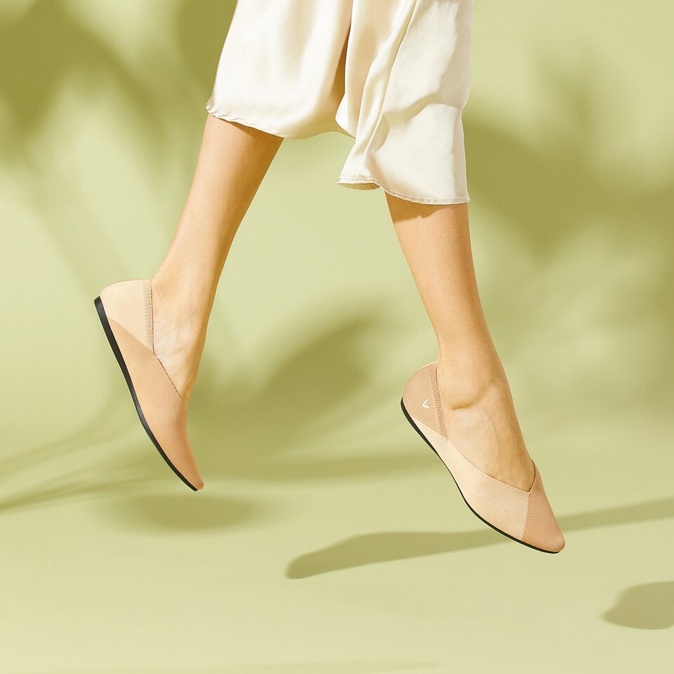 Valencia Pointy Flats in Wheat Natural | Women's Sustainable, Washable and Stylish Shoes | VIVAIA