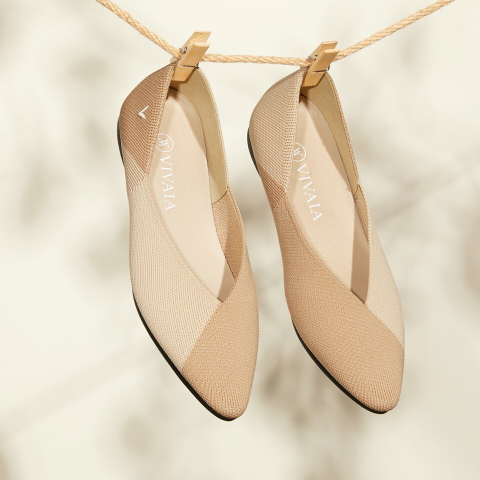 Valencia Pointy Flats in Wheat Natural | Women's Sustainable, Washable and Stylish Shoes | VIVAIA