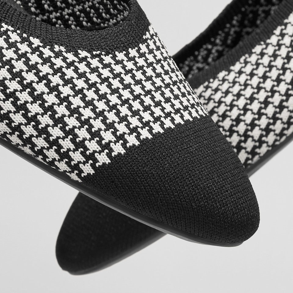 Tamia Round-toe Flats in Black Houndstooth | Women's Sustainable, Washable and Stylish Shoes | VIVAIA