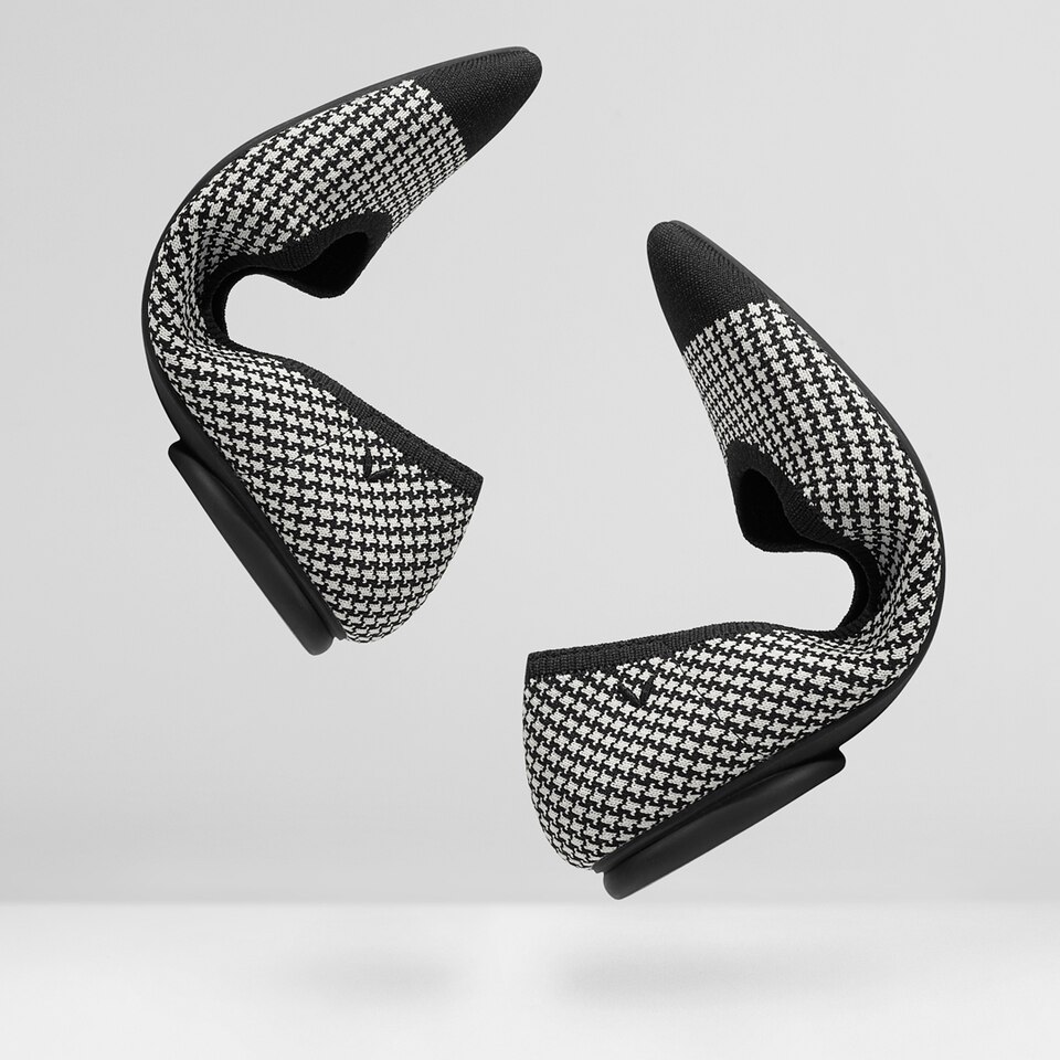 Tamia Round-toe Flats in Black Houndstooth | Women's Sustainable, Washable and Stylish Shoes | VIVAIA