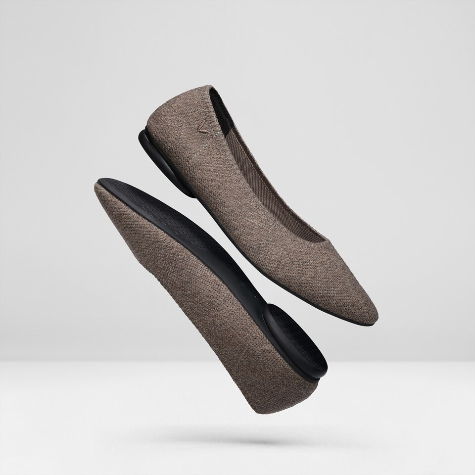 Tamia Wool Round-toe Flats in Coffee Brown | Women's Sustainable, Washable and Stylish Shoes | VIVAIA