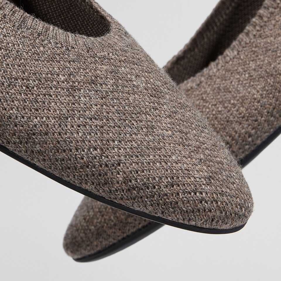 Tamia Wool Round-toe Flats in Coffee Brown | Women's Sustainable, Washable and Stylish Shoes | VIVAIA