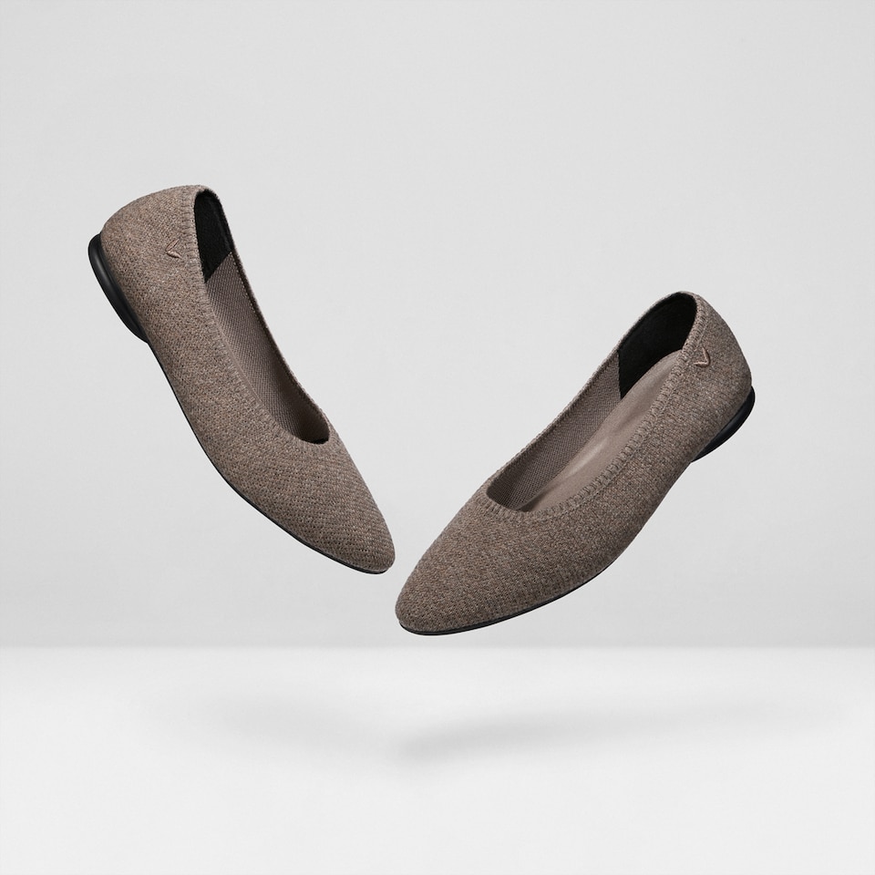 Tamia Wool Round-toe Flats in Coffee Brown | Women's Sustainable, Washable and Stylish Shoes | VIVAIA