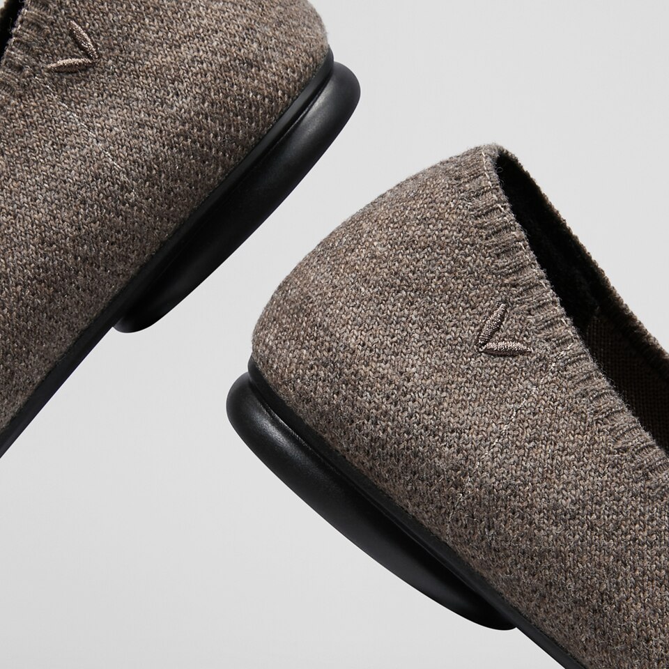 Tamia Wool Round-toe Flats in Coffee Brown | Women's Sustainable, Washable and Stylish Shoes | VIVAIA