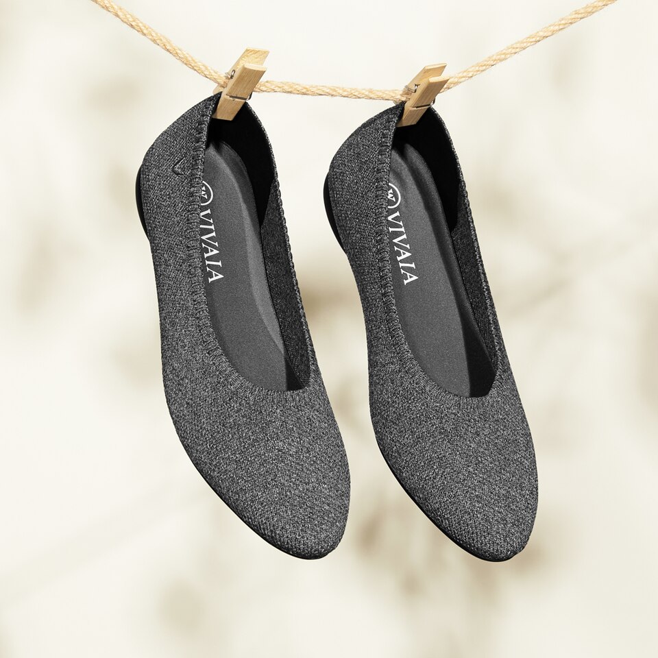 Tamia Round-toe Flats in Rich Grey | Women's Sustainable, Washable and Stylish Shoes | VIVAIA