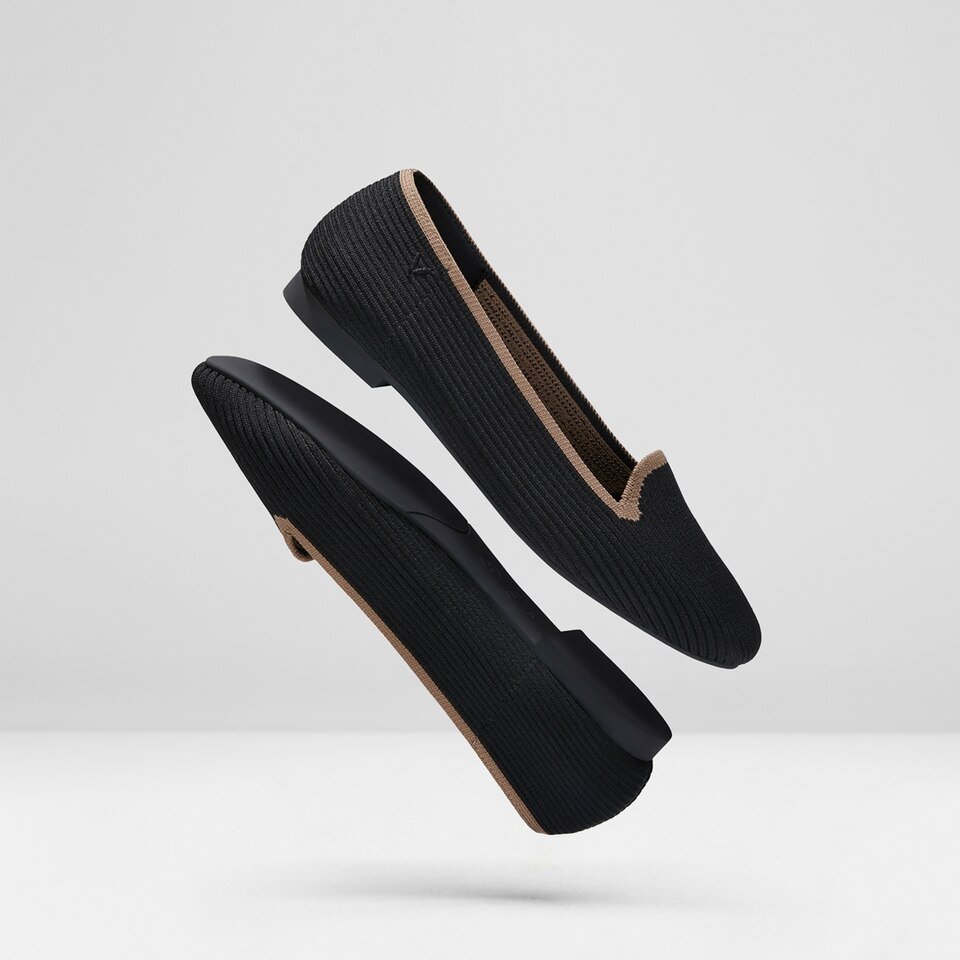 Sylvia Square-toe Loafers in Charcoal Black | Women's Sustainable, Washable and Stylish Shoes | VIVAIA