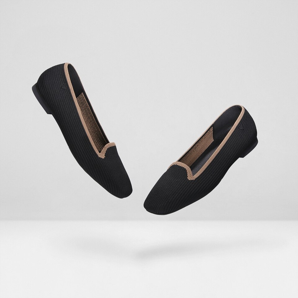 Sylvia Square-toe Loafers in Charcoal Black | Women's Sustainable, Washable and Stylish Shoes | VIVAIA