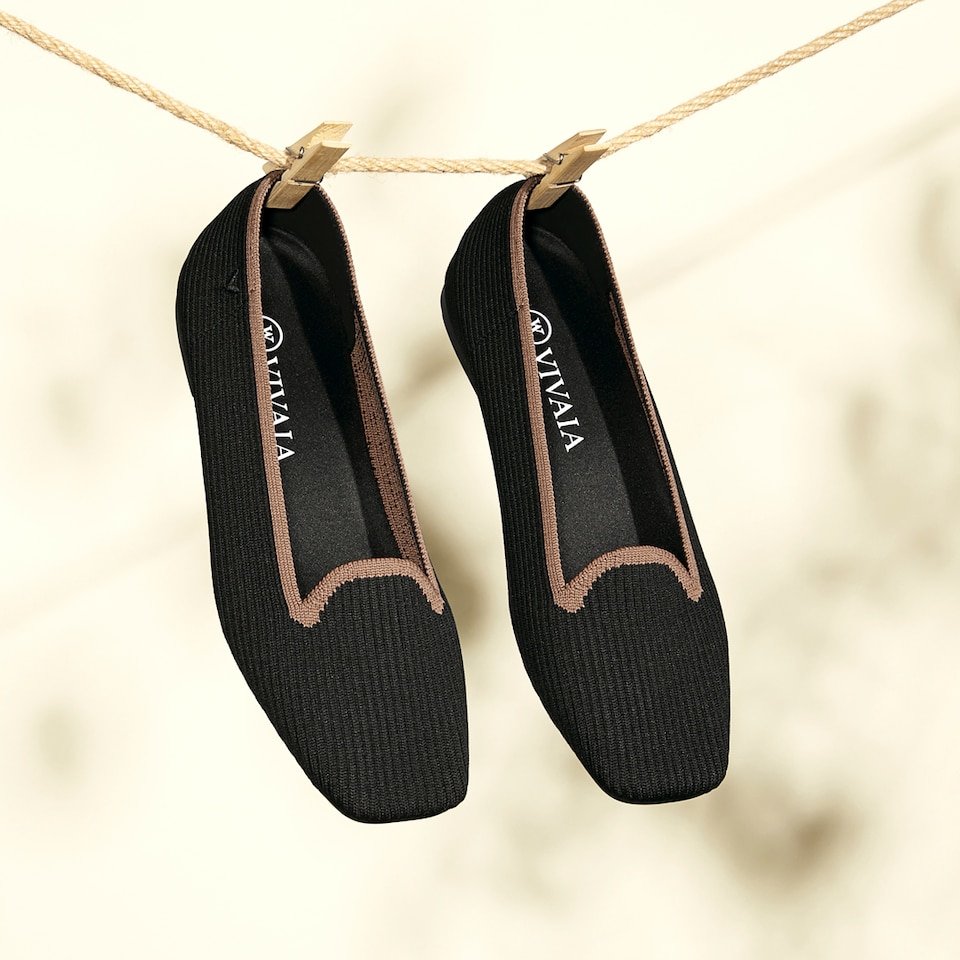 Sylvia Square-toe Loafers in Charcoal Black | Women's Sustainable, Washable and Stylish Shoes | VIVAIA