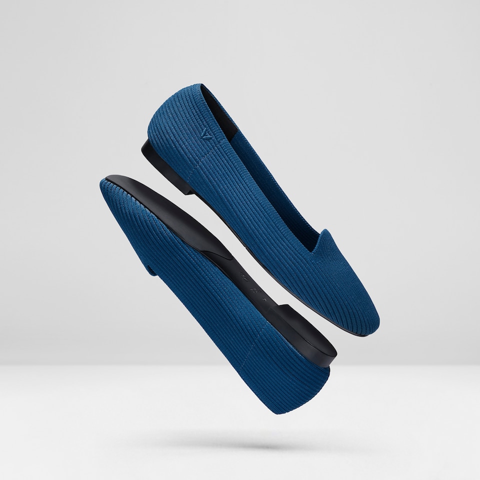 Sylvia Square-toe Loafers in Marine Blue | Women's Sustainable, Washable and Stylish Shoes | VIVAIA