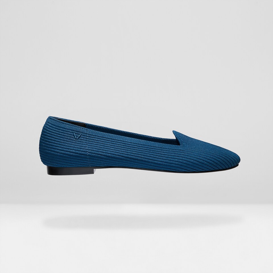 Sylvia Square-toe Loafers in Marine Blue | Women's Sustainable, Washable and Stylish Shoes | VIVAIA