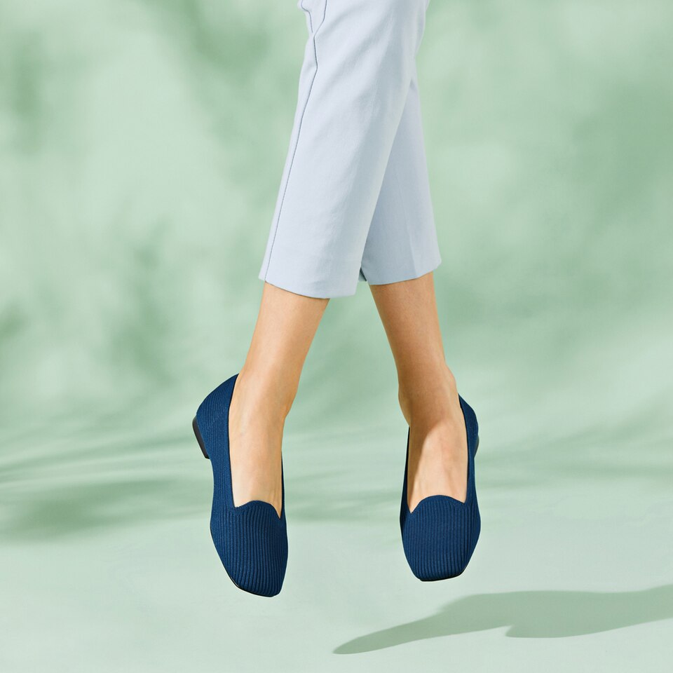 Sylvia Square-toe Loafers in Marine Blue | Women's Sustainable, Washable and Stylish Shoes | VIVAIA