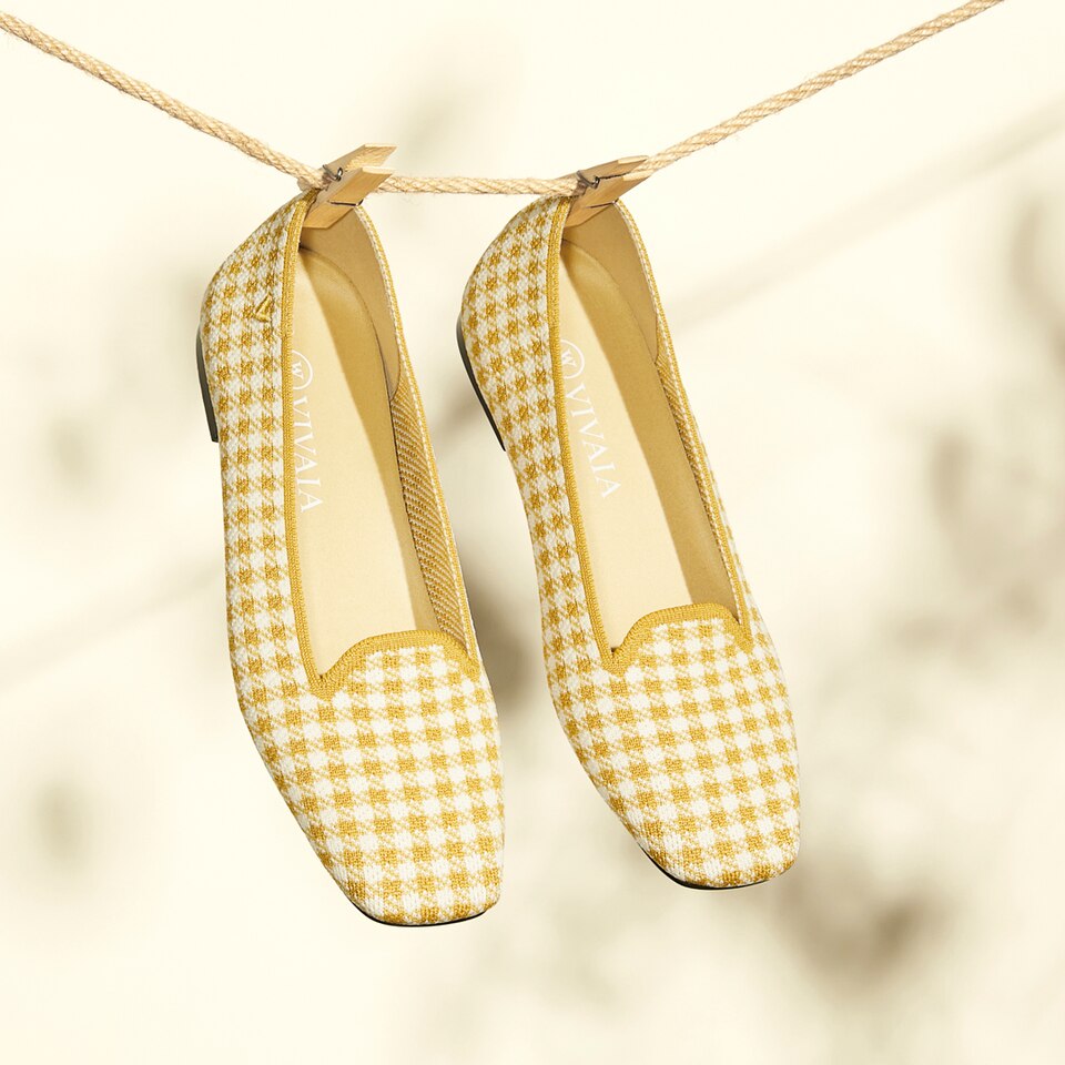 Sylvia Square-toe Loafers in Tuscany Yellow | Women's Sustainable, Washable and Stylish Shoes | VIVAIA