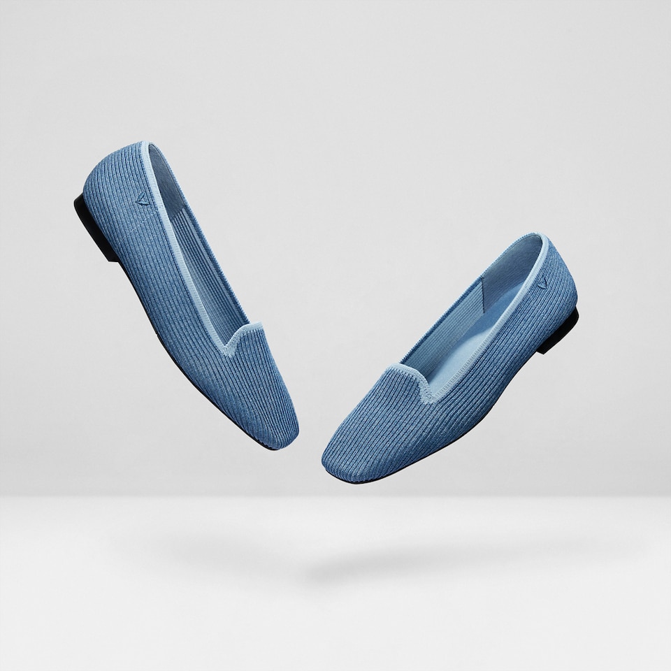 Sylvia Square-toe Loafers in Denim Blue | Women's Sustainable, Washable and Stylish Shoes | VIVAIA