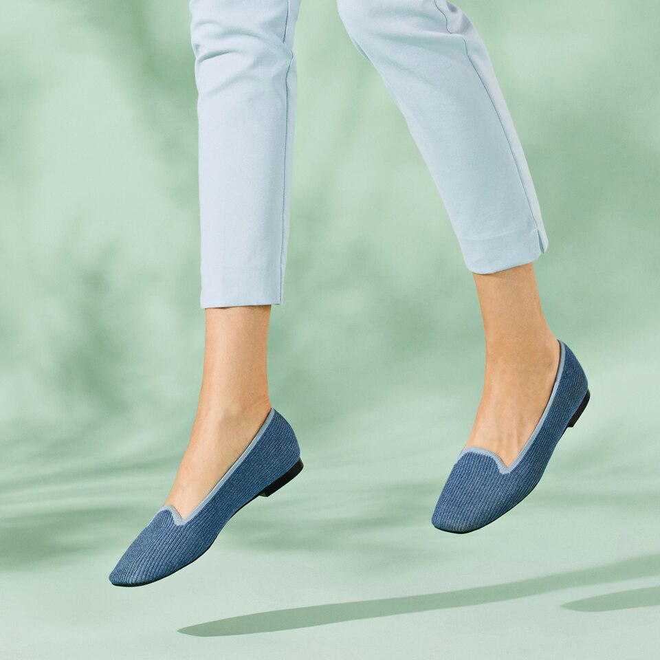 Sylvia Square-toe Loafers in Denim Blue | Women's Sustainable, Washable and Stylish Shoes | VIVAIA