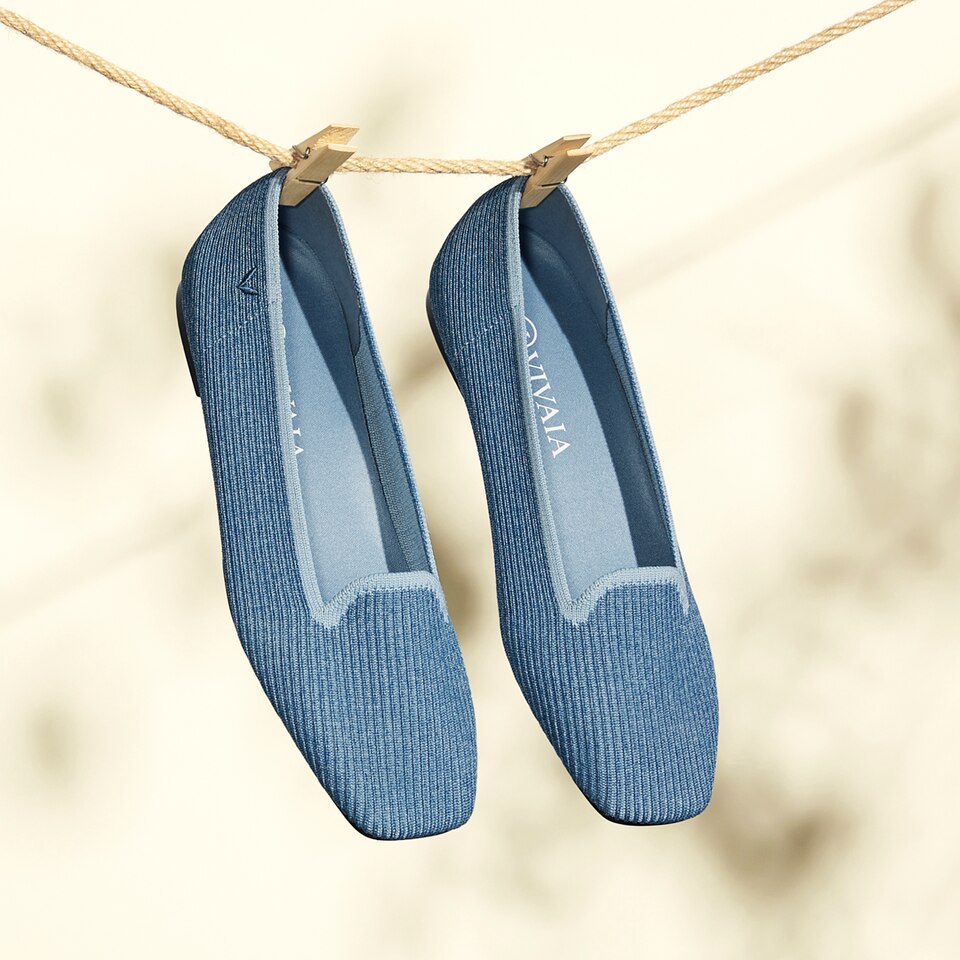 Sylvia Square-toe Loafers in Denim Blue | Women's Sustainable, Washable and Stylish Shoes | VIVAIA