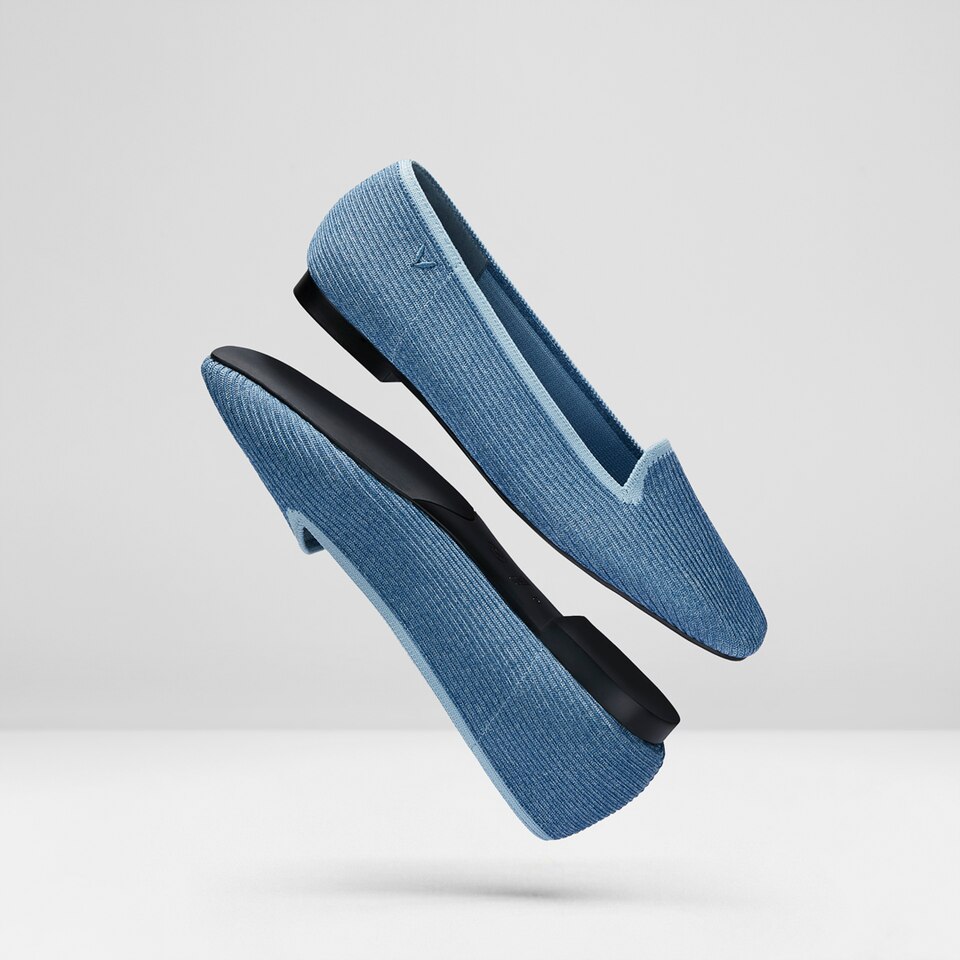 Sylvia Square-toe Loafers in Denim Blue | Women's Sustainable, Washable and Stylish Shoes | VIVAIA