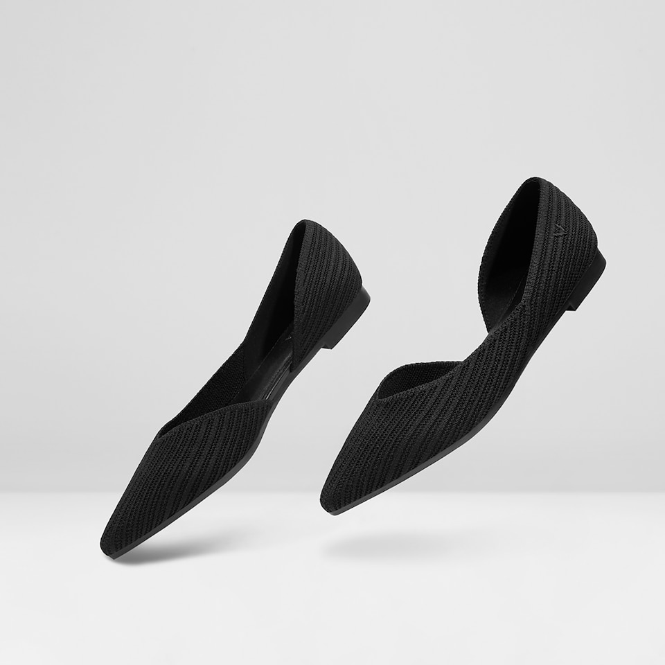 Melia Pointy Flats in Black | Women's Sustainable, Washable and Stylish Black Shoes | VIVAIA