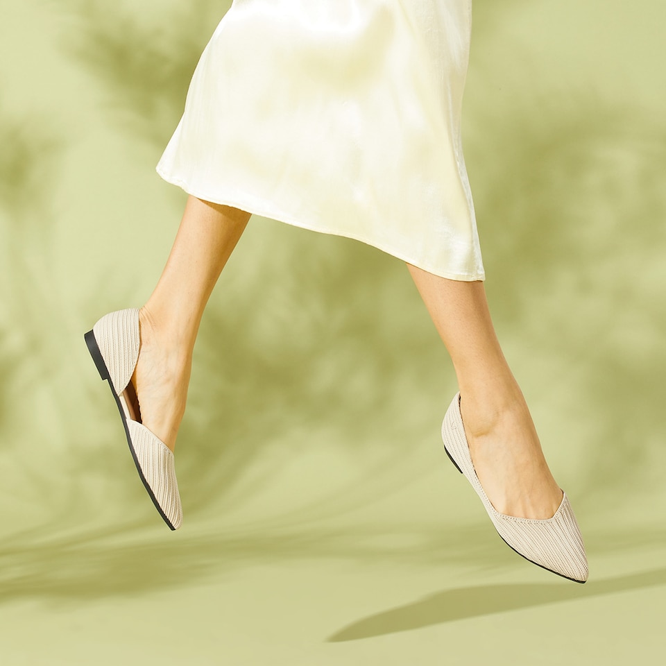 Melia Pointy Flats in Cream Ivory | Women's Sustainable, Washable and Stylish Black Shoes | VIVAIA
