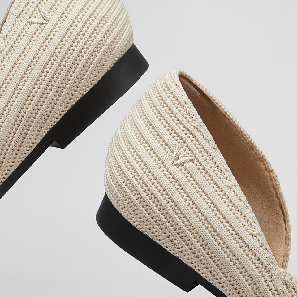 Melia Pointy Flats in Cream Ivory | Women's Sustainable, Washable and Stylish Black Shoes | VIVAIA
