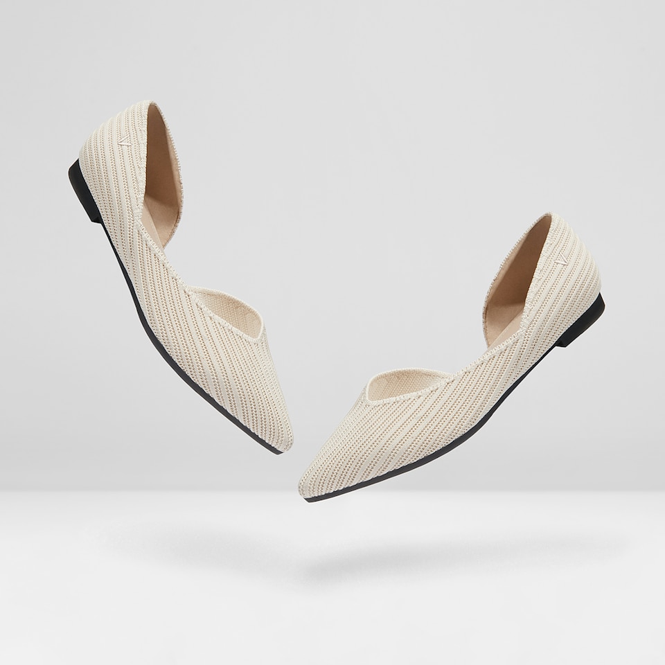 Melia Pointy Flats in Cream Ivory | Women's Sustainable, Washable and Stylish Black Shoes | VIVAIA