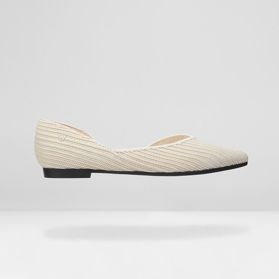 Melia Pointy Flats in Cream Ivory | Women's Sustainable, Washable and Stylish Black Shoes | VIVAIA