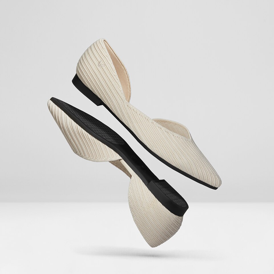 Melia Pointy Flats in Cream Ivory | Women's Sustainable, Washable and Stylish Black Shoes | VIVAIA