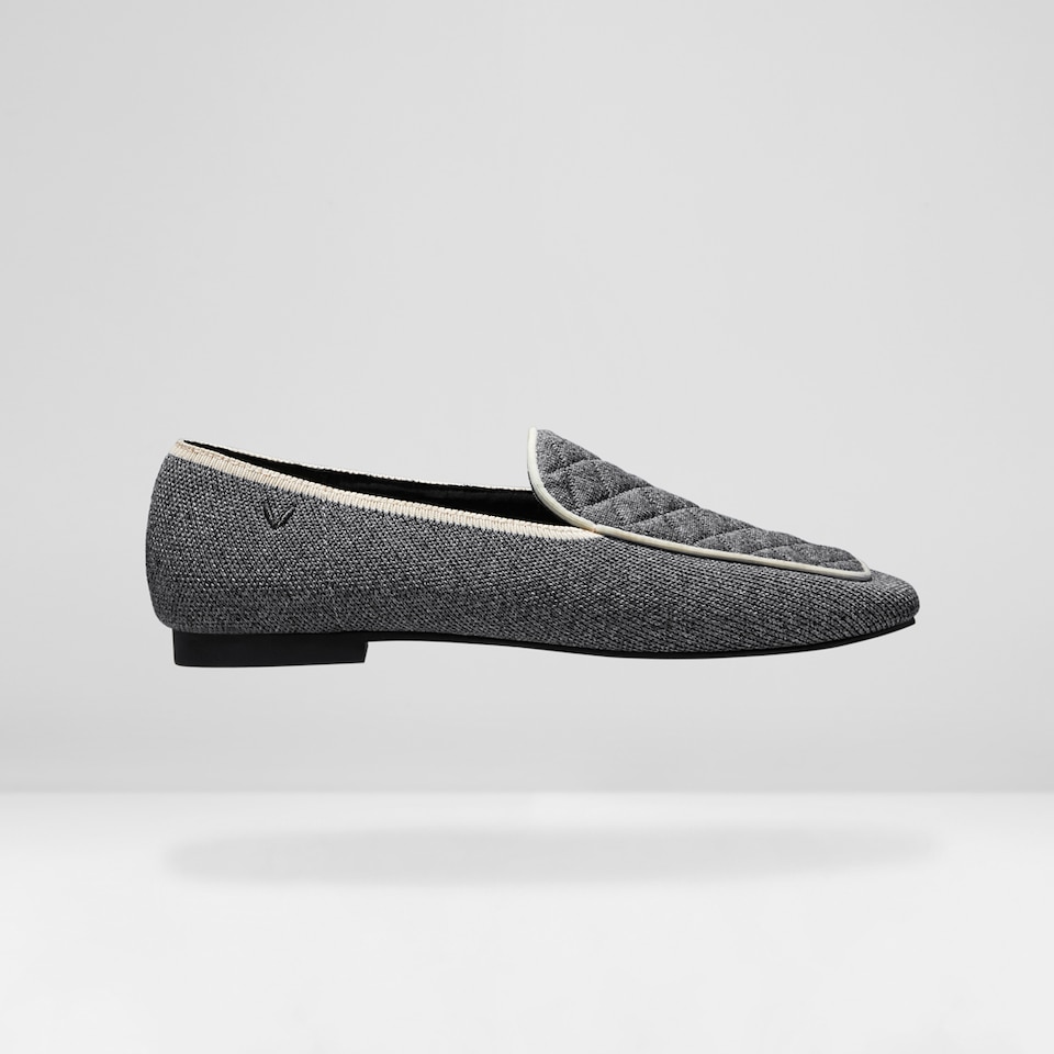 Leona Square-toe Loafers in Rich Grey | Women's Sustainable, Washable and Stylish Shoes | VIVAIA