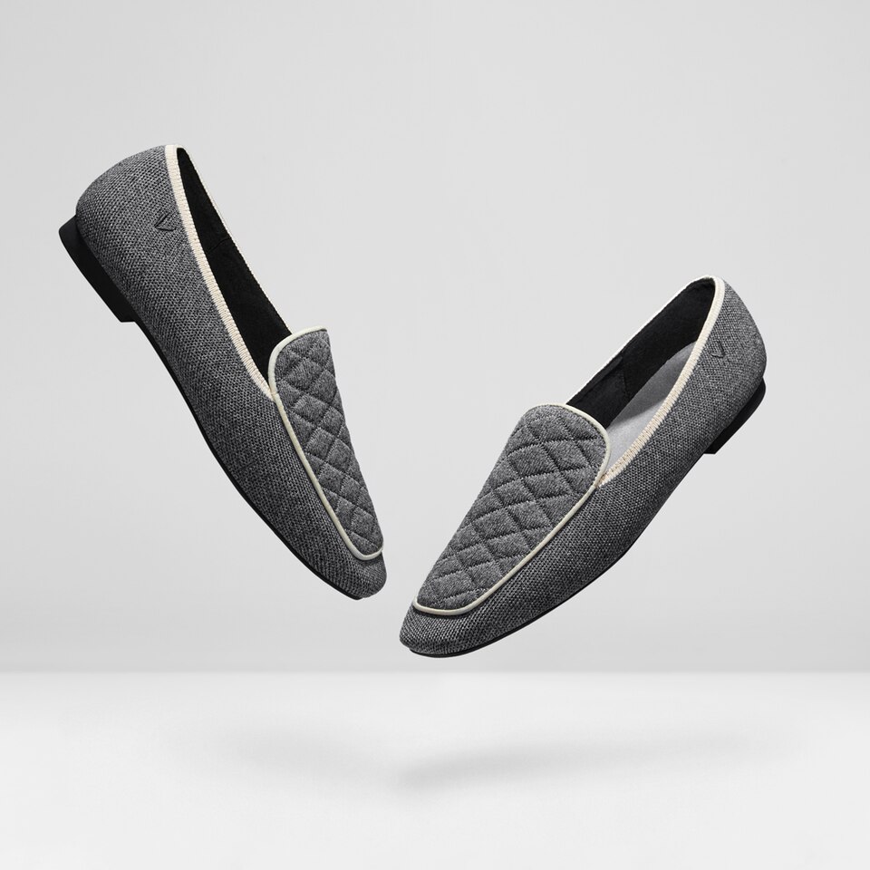 Leona Square-toe Loafers in Rich Grey | Women's Sustainable, Washable and Stylish Shoes | VIVAIA
