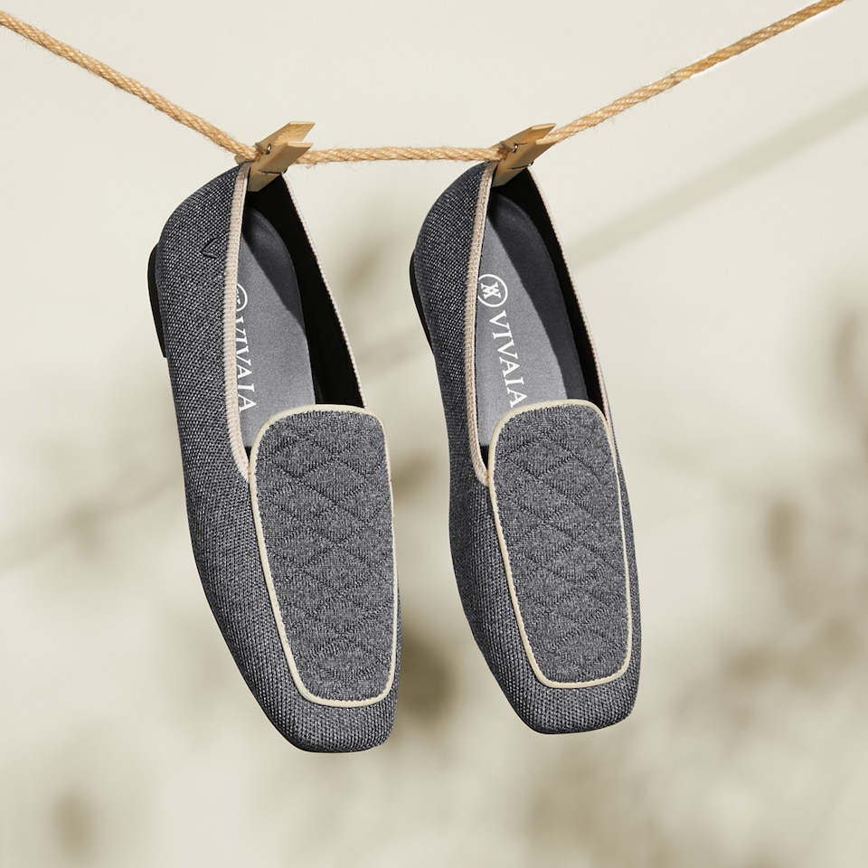 Leona Square-toe Loafers in Rich Grey | Women's Sustainable, Washable and Stylish Shoes | VIVAIA