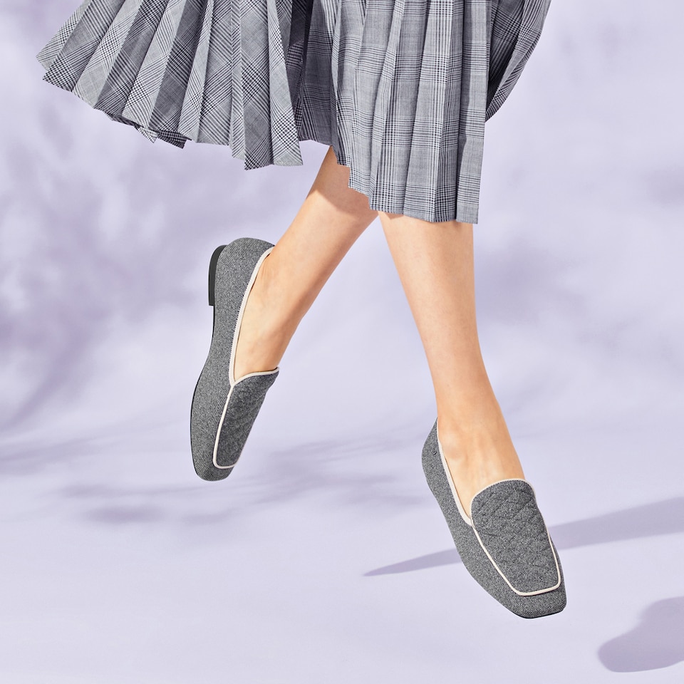 Leona Square-toe Loafers in Rich Grey | Women's Sustainable, Washable and Stylish Shoes | VIVAIA