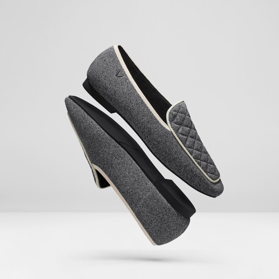 Leona Square-toe Loafers in Rich Grey | Women's Sustainable, Washable and Stylish Shoes | VIVAIA