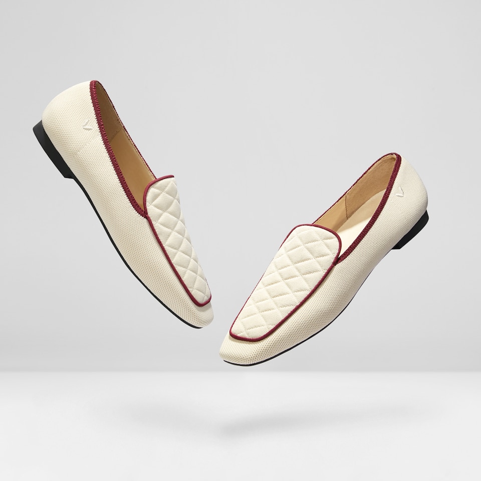 Leona Square-toe Loafers in Cream Ivory | Women's Sustainable, Washable and Stylish Shoes | VIVAIA