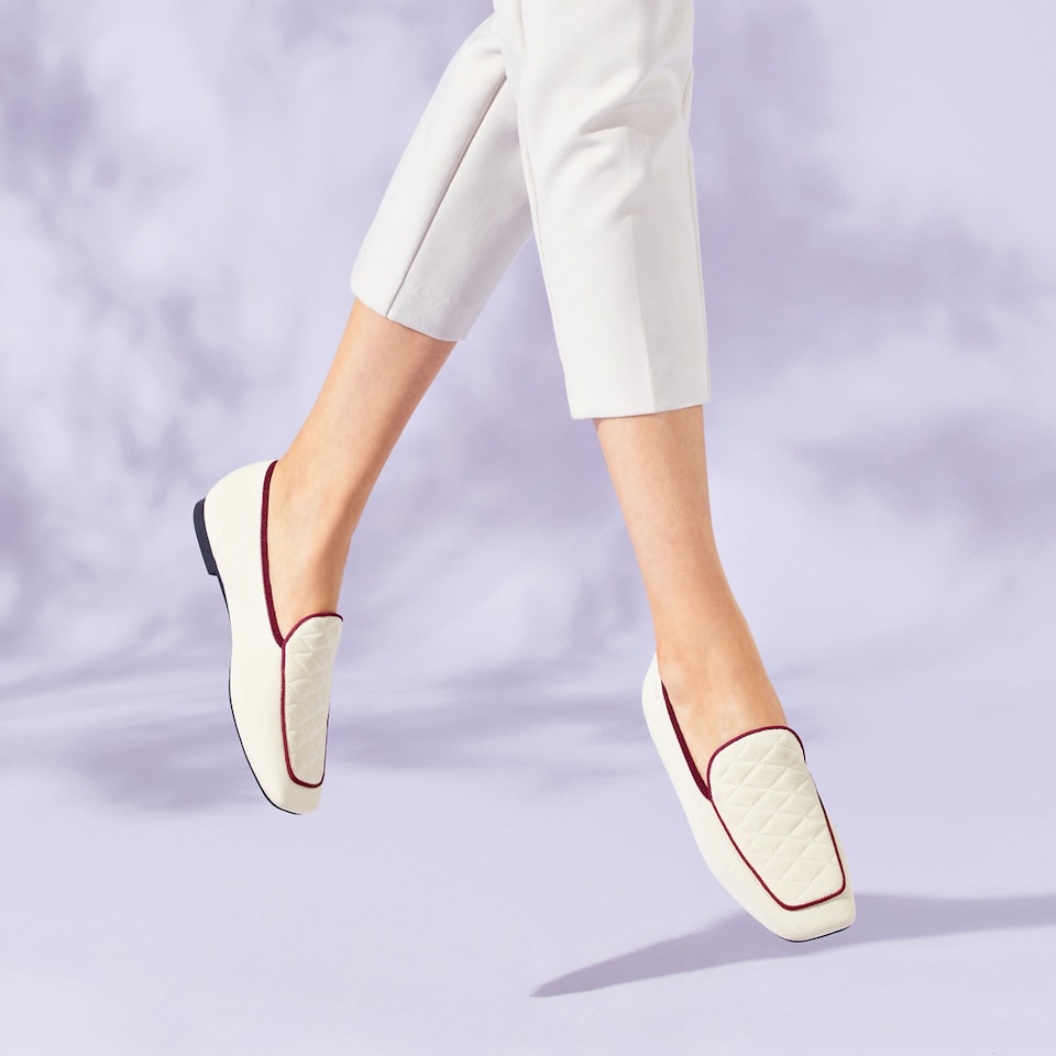 Leona Square-toe Loafers in Cream Ivory | Women's Sustainable, Washable and Stylish Shoes | VIVAIA